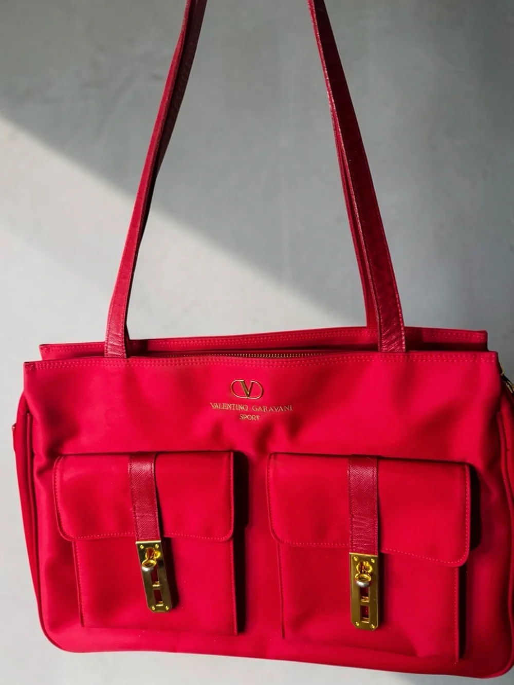 Valentino Garavani Bright Red Double Pocket Shoulder Bag